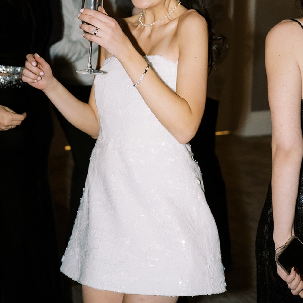 White Strapless Sundress for Wedding Guest